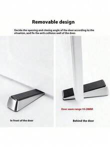 1pc Polished Metal Door Stopper, Shock Absorbing Door Wedge, Soundproof Windproof, Metal Frame With Rubber Anti-Slip Pad, No Drilling Required, Best Gift - A - View 7