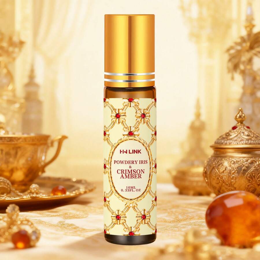 HWLINK Minyak Wangi Rollerball 10ml untuk Pembuatan Lilin, Diffuser, Humidifier, Hadiah Liburan, Saffron, Kayu Amber, Kayu Cedar, Amber Rouge, Meningkatkan Keanggunan - Bunga Iris Bubuk & Amber Merah Tua - View 1