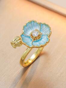 Fashion Four-Leaf Clover Colored Open Ring - A Unique Adjustable Ring For The Index Finger, Suitable For Those With A Preference For Exclusivity. - Ring - View 4