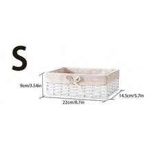 1Pc/3Pcs Hand‑Woven Storage Basket,Fabric‑Lined Decorative Desktop Organizer Bin,Multi‑Purpose Home Basket For Snacks,Cosmetics,Toys,Keys,Stationery,Ideal For Coffee Table,Cabinet,Decor Gift Storage Basket - White - View 10