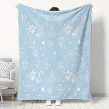 Soft & Comfortable 1pc Modern Flannel Christmas Nap Blanket - Christmas Tree, Deer, Snowflake, Snowman - Polyester Nap Blanket - Digital Print Craft, Suitable For Sofa, Bed, Travel, Office Home Decor - Multicolor - View 7