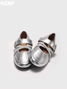 NZNF Premium Flat German Trainer Shoes For Women, New Autumn Style, Versatile Sports Sneakers To Match With Skirts - Silver - View 2