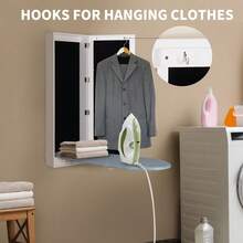 Wall Mounted Ironing Board With Storage Cabinet,Built In Ironing Board & Folding Support Frame, Wall-Mounted Mirrors For Home, Apartment & Small Spaces - 白色 - 查看 3