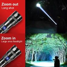 300000LM Super Flashlight 5 Modes Long Range Spotlight With COB Light Rechargeable LED Torch - Black - View 5