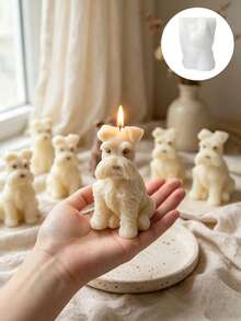 Schnauzer Puppy Shaped Silicone Mold, Handmade Candle Making Tool, Soft Easy Release Plaster Resin Soap Silicone Mold, Home Decor, Party Gift - White - View 6