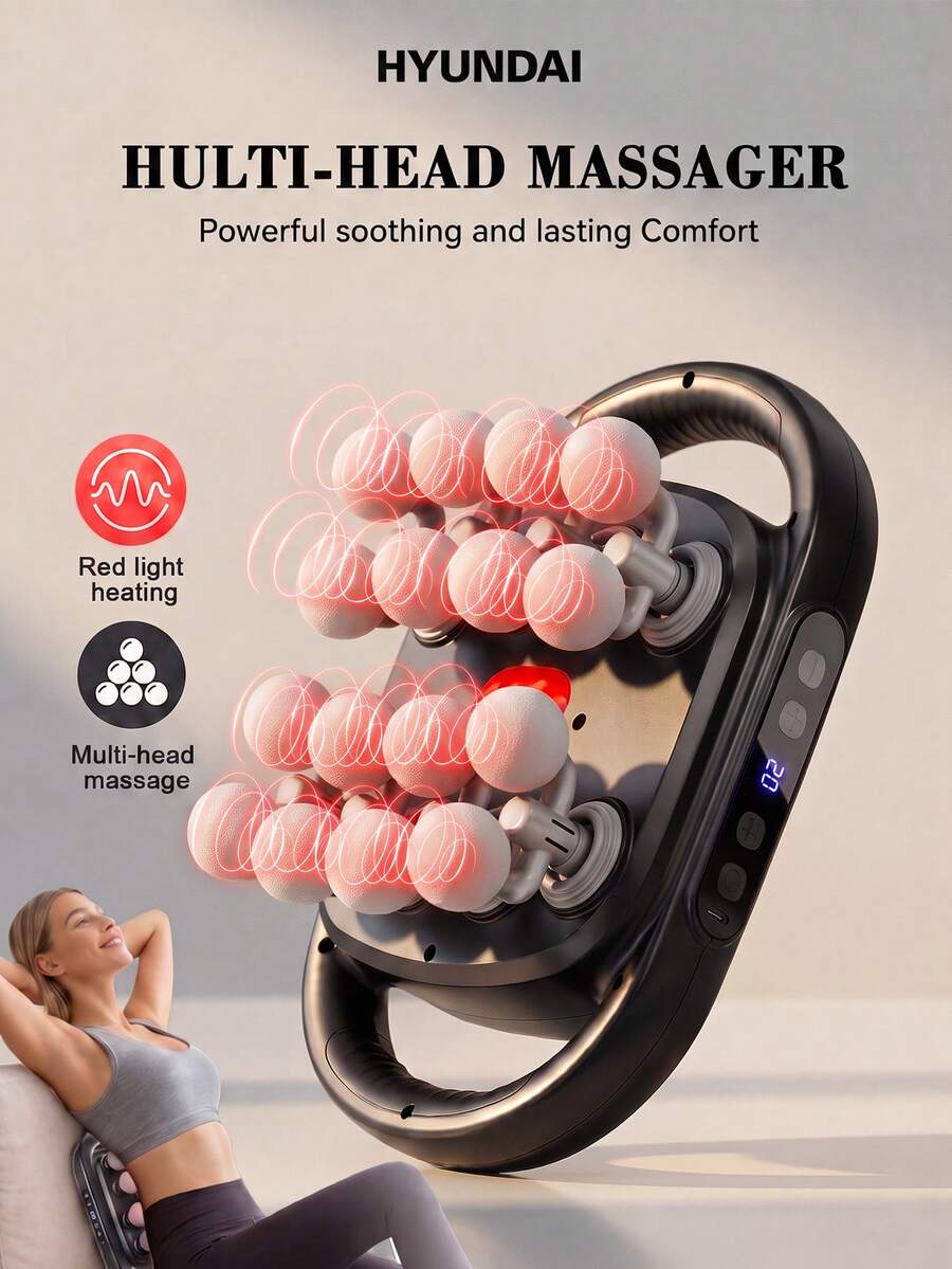 HYUNDAI 16-Piece Massage Set With Deep Tissue Massager, 9-Mode 20-Speed USB Portable 2000mAh Massager And Quiet Percussion Massager, Suitable For Back, Shoulder, Leg And Foot, Perfect Gift For Family And Friends - Multicolor - View 1
