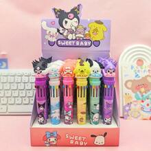 SANRIO 1 buah Pulpen Ballpoint Kartun 10 Warna, Pulpen Perencana Multi-Warna yang Dapat Diklik untuk Pelajar, Pulpen Stabilo dengan Nilai Estetika Tinggi, Untuk Pelajar, Pekerja Kantoran, Musim Kembali ke Sekolah, Hadiah untuk Teman Sekelas, Guru, Teman, Keluarga. - A - View 11