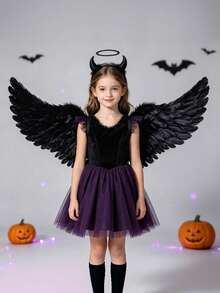 1pc White Fairy Wings With Faux Feathers, Proposal Scene, Wedding, Party, Cosplay Costume Accessory - Multicolor - View 6
