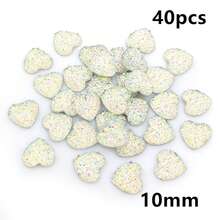 40pcs 10mm/12mm Flat Back Heart-Shaped Resin Inlaid Stones, Multi-Color Crystal Cluster Natural Stone Convex Surface DIY Jewelry Making Accessories - Heart - View 25
