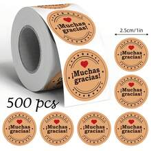 500pcs Gracias Spanish Thank You Doodle Roll Stickers, 1 Inch Round, 3 Styles To Choose From, Perfect For Baking Gift Box Sealing, Party Favor Packaging, Scrapbooking, Kids Reward Stickers, Creative Packaging, Market Stall Decoration - Multicolor - View 11