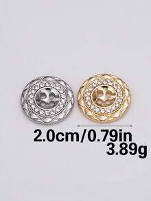 7 buah Kancing Logam Bulat 4 Lubang Bertabur Berlian Imitasi, Kancing Kristal Tepi Berlian Emas & Perak Jahitan Tangan untuk Jas, Mantel, Jaket, Kemeja, Aksesoris Pakaian DIY - beraneka warna - View 5