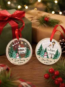 Custom Family Name Christmas Ornament, Personalized Winter Tree Hanging Decor, Farmhouse Home Accent, Customized 2-4 Names Holiday Keepsake, Customizable Xmas Gift, Christmas Tree Decoration, Gifts For Family And Friends, Living Room, Father, Mother - Style a - View 5