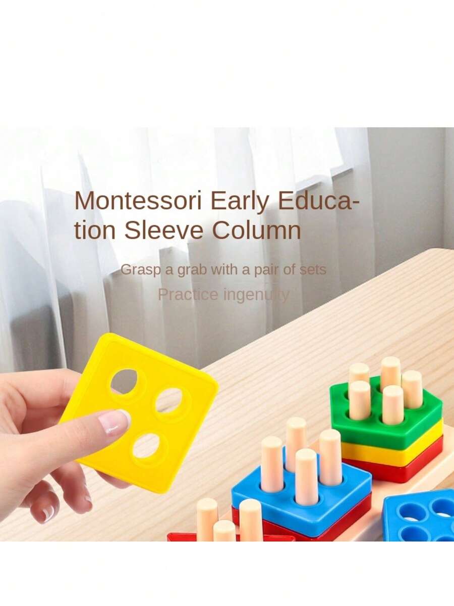 5pcs/Set Wooden Geometric Shape Blocks, Color-Coded Number Blocks, Montessori Early Education Toys For Children 3 Years Old And Above