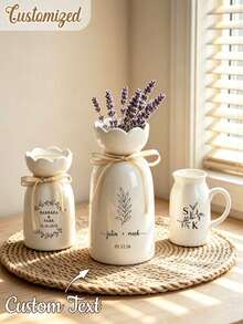 Customized Ceramic Wedding Vase, Couple Engagement Gift, Anniversary Keepsake, Boho Home Decor - Multicolor - View 2