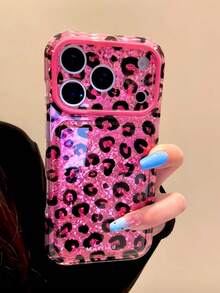 Japanese & Korean Ins Style Glitter Leopard Print Phone Case Compatible With Apple 17 Pro, 16, 15 Pro, 16 Pro Max, 16 Pro, Full Coverage Anti-Drop Protective Cover, Niche Luxury Minimalist For Women - Multicolor - View 2