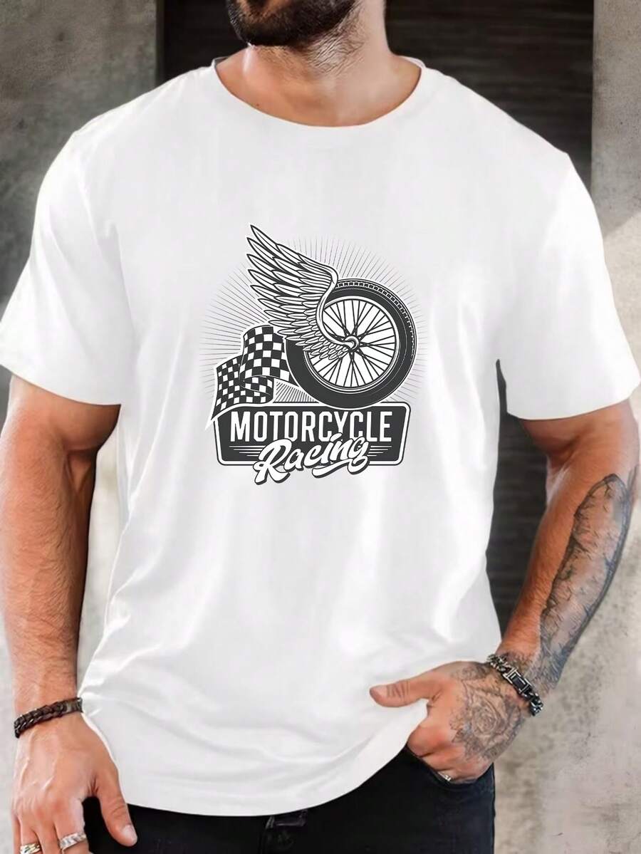 Men's Pure Cotton Short-Sleeve T-Shirt Casual Summer Regular Fit Breathable Basic Daily Wear Top - 白色 - 查看 1