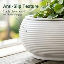 2 Sets Nordic Style Self-Watering Plastic Flower Pots (2 Inner Pots And 2 Outer Pots), With Bird Nest Shaped Horizontal Stripes, Multi-Functional Succulent Planters, Gardening Gift, Home Decor - 2 Sets (2 Planters + 2 Inner Pots) - View 6