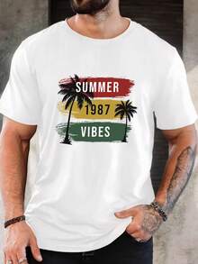 Men's Pure Cotton Short-Sleeved T-Shirt Casual Summer Breathable Regular Fit Basic Daily Wear Tee - 白色 - 查看 6