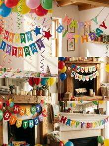 Colorful Felt Birthday Triangle Bunting Garland, Pre-Assembled (Not For Individual Wear), Includes "Happy Birthday" Letter Banner, Double-Layer Design, Suitable For Birthday Party Decoration - A - View 10