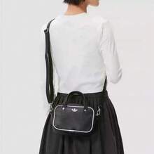 Adidas Clover Mini Bowling Bag Unisex Handheld Crossbody Casual Shoulder Bag 22cm*16cm*7cm - Black and White - View 6