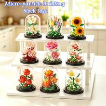 ABS Desktop Floral Decor Models, Buildable Blocks, DIY Potted Plants, Holiday Gifts, Educational Assembly Toys. Suitable As Back-To-School Gifts, Parent-Child Interaction Toys, Company Event Toys. Can Be Used For Desktop, Room, And Windowsill Decor. Halloween/Christmas Gifts, Stress Relief Toys. - Multicolor - View 2
