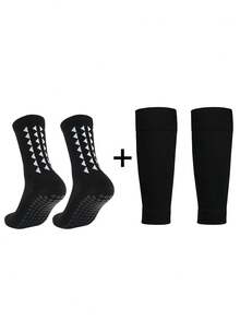2pcs/Set Youth Soccer Sports Combo Set 1 Pair Non-Slip Dotted Soccer Socks + 1 Pair Sports Leg Sleeves Suitable For 11-18 Years Old Boys & Girls Outdoor Sports Basketball Soccer Hiking - Multicolor - View 8