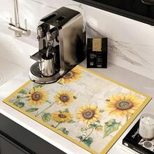 1pc Sunflower Floral Pattern Absorbent Drying Mat, Kitchen Decor Coffee Machine Mat, Laundry Room Accessory Handmade Coffee Pot Drip Tray, Kitchen Floor Mat, Dining Table Mat, Kitchen Countertop Dish Drying Mat, Breakfast Mat, Heat-Resistant Drip Tray With Non-Slip Pad, Diatomaceous Earth Drip Tray, Stain Hiding, Super Absorbent Kitchen Drip Tray, Easy To Clean Dish Rack Mat, Perfect For Kitchen, Dining Table, Coffee Shop, Bar, Holiday, Party, Home Decor, Holiday Gift - Multicolor - View 15