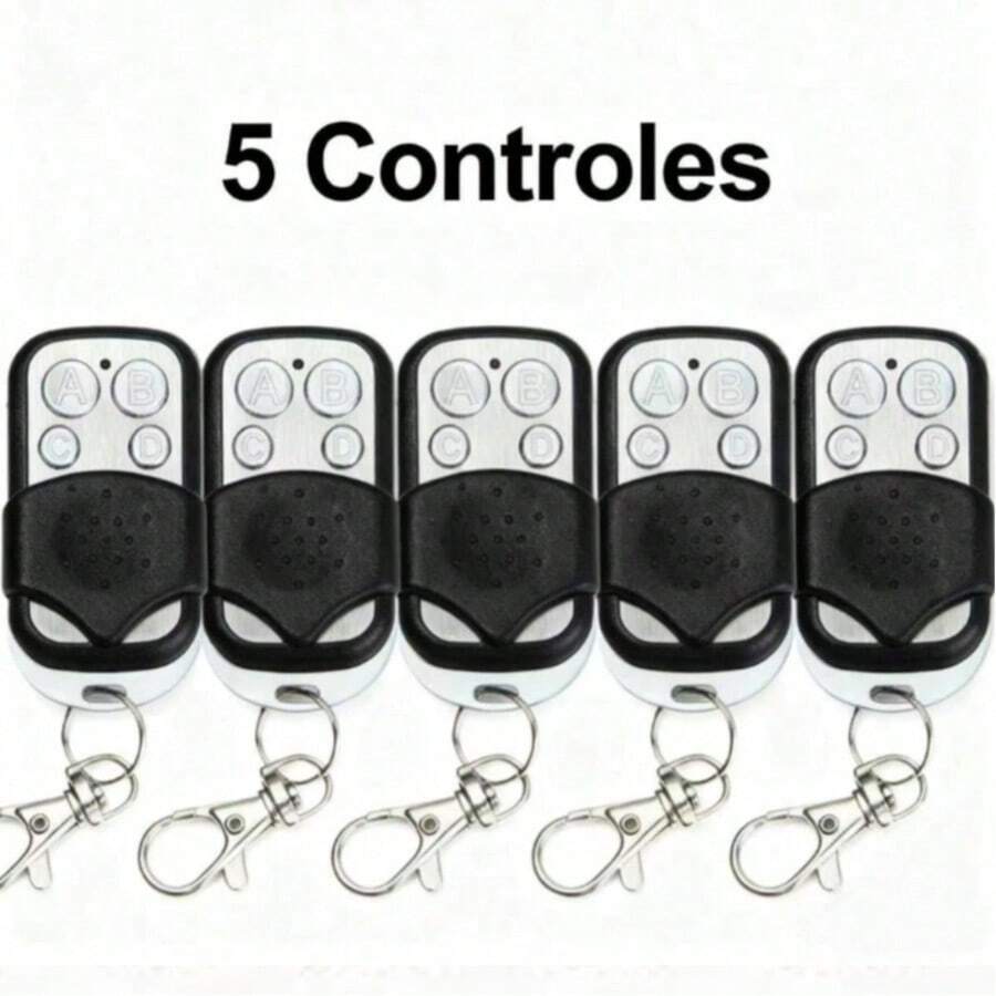 Controle de Portão Eletronico Remoto Compatível 433Mhz Automático Garagem Botões Residencial Universal Serve em Todos - 5 controles - Visão 1