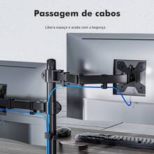 (COIBEU)Suporte duplo para monitores de 13 a 32 polegadas, com sistema a gás de alta resistência e dois braços, suporta até 16 kg (8 kg por braço), compatível com VESA 75*75 e 100*100 mm, altura ajustável com movimento completo, fixação por grampo com gerenciamento de cabos. - Visão 7