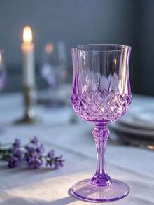 Dreamy Purple Taro High-Stem Glass, Faceted Refraction With Dynamic Purple Light, Exquisite Stem Design Showcasing Delicate Craftsmanship. Suitable For Various Beverages, Perfect For Girl Gatherings And Romantic Dinner Parties, Adding A Light And Gentle Luxury Vibe To Your Life - View 5