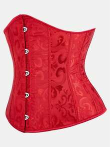 Court Style Jacquard Waist Cincher With Front Buckle And Back Lace-Up, Fishbone Corset For Daily Wear, Party And Halloween Outfit - Multicolor - View 29