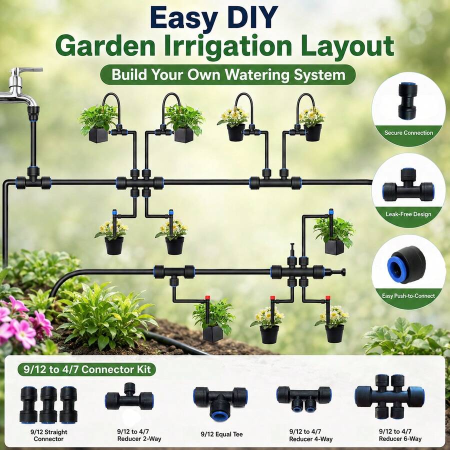 Push In Leak Proof Irrigation Connector, Made Of Durable Plastic Material, Perfect For Branching And Distributing Water Flow, Suitable For Garden Water Pipe Watering Systems