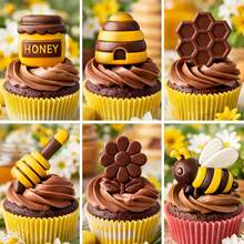 1pc Bee Silicone Mold, 6-Cavity Bee And Honeycomb Flower Shaped Chocolate Candy Mold, Non-Stick Multi-Purpose Mold, Suitable For Cakes, Desserts, Pudding, Ice Cubes, Also Suitable For Frozen Juice, Coffee Ice Cubes, Nuts, Candy, Dried Fruit Storage, Kitchen - View 4