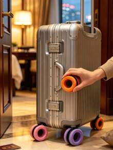 8/4/1pc Neutral Luggage Wheel Protective Covers, Silent Silicone Protective Covers, Suitable For Various Travel, Home Camping, Beach Trips, Summer Vacations And Back To School Season, Practical Essential Travel Accessories - Multicolor - View 5