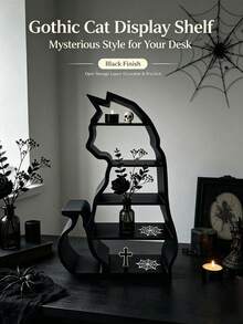 Dark Style Cat Miniature Shelf, Dollhouse Scene Decoration, Tiered Figure Storage Display Stand, Model Photography Prop, Collectible Craft - Multicolor - View 3
