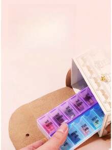 1pc Vintage 7-Day Morning & Evening Pill Box, 14-Compartment Large Capacity Medication Storage Box, Portable PP Material Pill Box, Suitable For Elderly, Travel And Office, Can Hold Vitamins And Various Medications - Multicolor - View 12