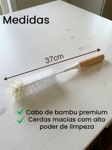 Escova de Limpeza  Com Cabo de Bambu Para Copos Multiuso Lava Louça Cozinha Cerdas Macias - Universal Padrao - Visão 6