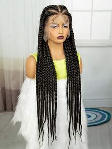 A ANYTIME Heat-Resistant Woven Synthetic Lace Wig - Easy To Wear And Style For Beginners - Designed For Women's Daily Wear, Halloween - Black - View 8