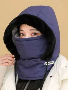 1pc Women's Winter Hat With Integrated Scarf And Mask, Ear Protection, Windproof, Warm, Thick Fleece, Cycling And Electric Scooter Riding - Multicolor - View 7