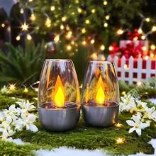 1/2/4pcs Solar Powered Flame Candle Lights, Outdoor Lighting Detachable Emergency LED Camping Lamp, Indoor Decorative Warm Light, Rechargeable Battery, Stainless Steel Waterproof Base, Suitable For Desk, Camping, Yard, Garden, Holidays, Parties, Christmas, Halloween - Warm Light - Candle Lamp - View 13