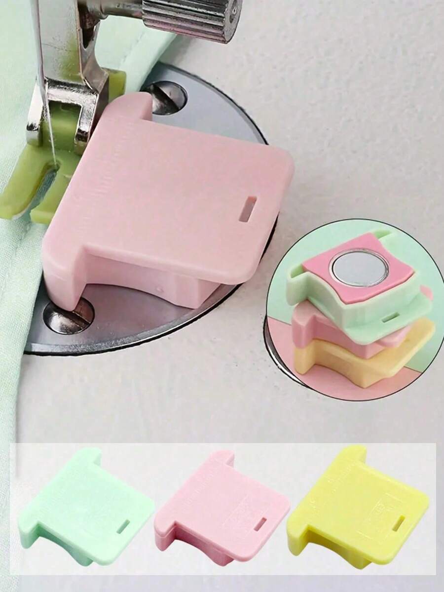 Macaron Color Magnetic Sewing Machine Guide, With Anti-Curling Fabric Protector And Scale Positioner, Universal Plastic Magnetic Edge Guide, Precise Edge Positioning Tool, Sewing Accessories, Professional Tailor Straight Stitching Auxiliary Tool, Portable