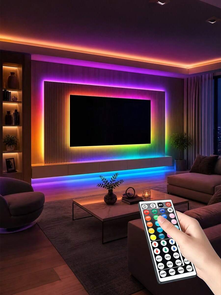 Smart Remote Control RGB LED Strip Lights, Computer TV Background Decoration, USB Powered, RGB LED Suitable For Bedroom, Home, Outdoor, Party, Gathering, Halloween, Christmas Decoration, TV Backlight, Room Decoration, Birthday Decoration, Graduation Decoration - Black - View 1