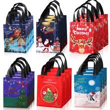 18 Pack Christmas Gift Bags With Handles, 20 X 25 X 10 Cm Holiday Gift Tote Bags, 6 Assorted Santa Snowman Reindeer Christmas Tree Designs For Xmas Presents, Gift Wrapping And Party Supplies - Multicolor - View 2