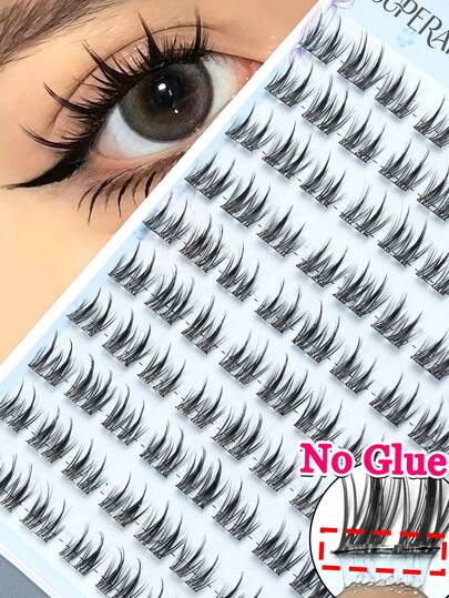90 Clusters Glue-Free Double-Tipped Lashes, Fine Black Wispy Split Tips For Natural Wispy Eye Contour, Self-Adhesive Segmented Wear, Ideal For Daily Commuting, Relaxed Social Gatherings, And Everyday Natural Makeup Looks.