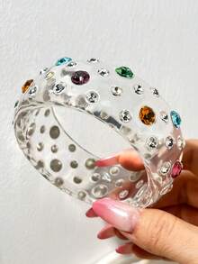 Dopamine Geometric Ring Resin Women's Bracelet Exaggerated Versatile Women's Bangle Set - Multicolor C - View 9
