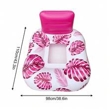 Tropical Leaf Print Inflatable Pool Lounge Chair With Headrest And Cup Holder, Mesh‑Seat Water Floating Sofa Float For Adult Summer Beach Swimming Pool Party - A - View 9