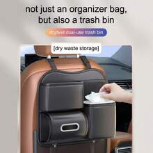 AD 2-In-1 Car Trash Can & Tissue Box, Back Seat Hanging Car Storage Bag, Multi-Function Car Seat Back Organizer - INT-2-in-1 Hanging Bag - View 6