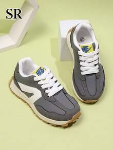 1 Pair Fashion Colorblock Sneakers, Suitable For 8-12 Years Old Girls, Perfect For Shopping, Park, Party And Casual Everyday Wear - Grey - View 3