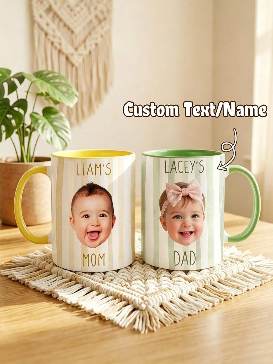 Custom Mug, Personalized Baby Face Mug, Mug Gift For Dad, New Parents Gifts, Grandparent Present, Christmas Gift - Multicolor - View 1