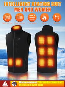 Winter Heated Vest, 9 Heating Zones, Warm Vest, Unisex, Heated Jacket, Heated Vest, Warm Clothing, Camping, Outdoor Camping (Power Bank Not Included) - Black - View 5